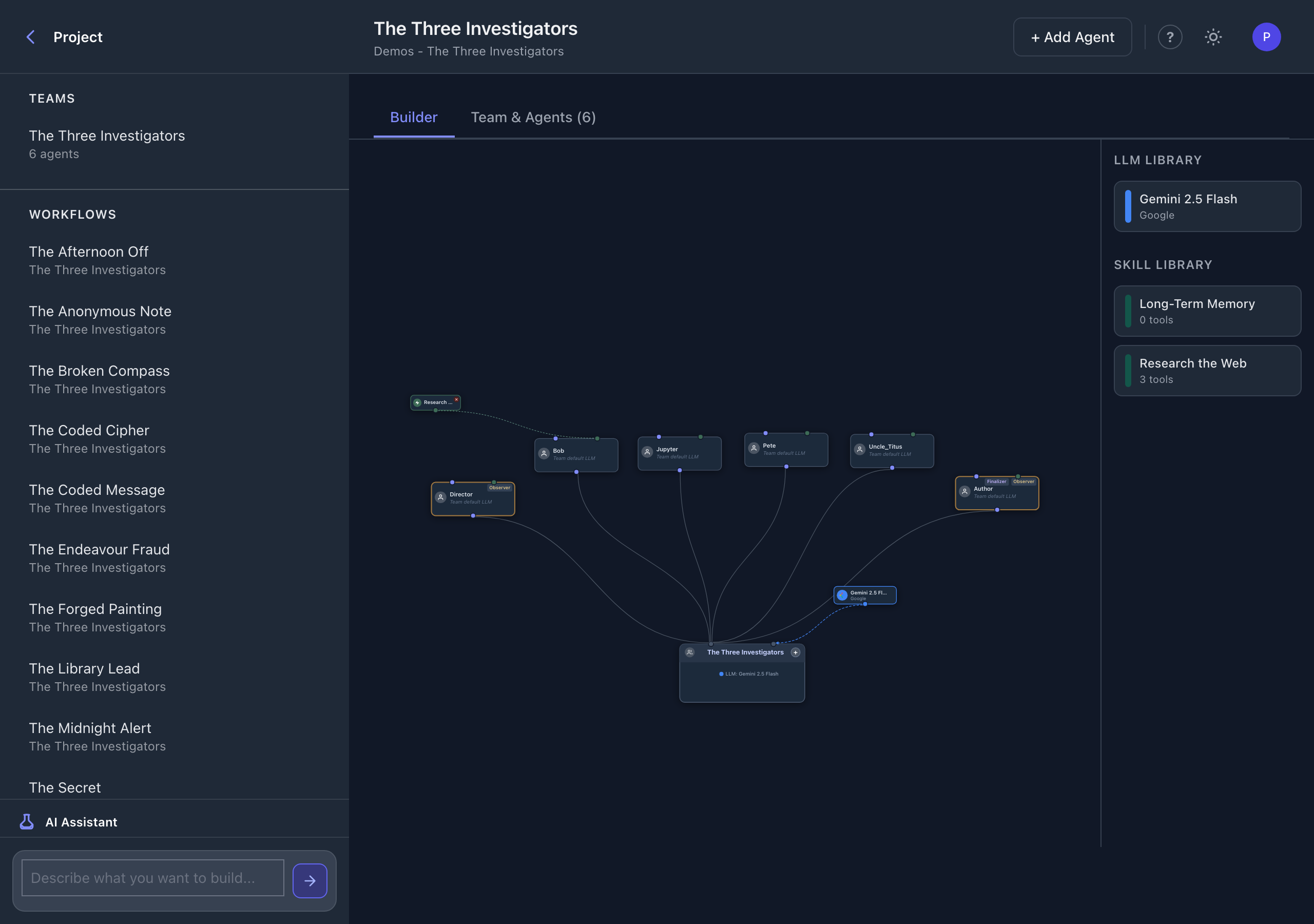 Agent node showing resolved LLM